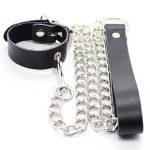 Buckling Cock Ring And Chain Leash Set - Real Leather - Image 4