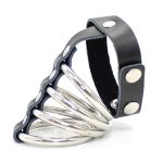 Leather Cock Strap & 4 Metal Rings