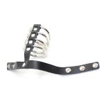 Leather Cock Strap & 4 Metal Rings - Image 2
