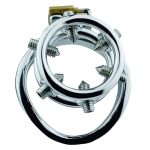 Rivet Screw Double Ring Chastity Lock Cage - Image 2
