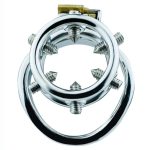 Rivet Screw Double Ring Chastity Lock Cage - Image 4
