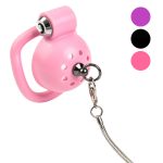 Button Lock Chastity Cage With Traction Leash - Image 6