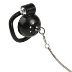 Button Lock Chastity Cage With Traction Leash - Image 4