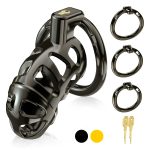 Chastity Cage Locked with 3 Active Sizes Rings - Image 6