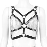 Leather Harnesd Bra with Chain Tassels - Image 6