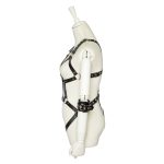 Open Breast Leather Body Harness with Cuffs - Image 2