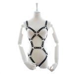 Open Breast Leather Body Harness with Cuffs - Image 3