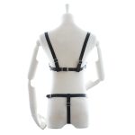 Open Breast Leather Body Harness with Cuffs - Image 4
