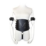 M Studs Corset Bondage Harness With Cuffs - Image 5