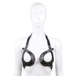 Open Outline Leather Bra with Rivets - Image 6