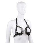 Open Outline Leather Bra with Rivets - Image 7