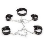 Restraint PU Leather Hands Cuffs Neck Collar Set - Image 8