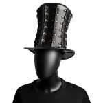 Punk Unisex Rivet High Top Party PU Top Hat - Image 6