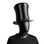Punk Unisex Rivet High Top Party PU Top Hat - Image 7