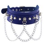 Spikes Collar With Silver Chain - Image 9