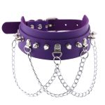 Spikes Collar With Silver Chain - Image 11