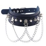 Spikes Collar With Silver Chain - Image 13