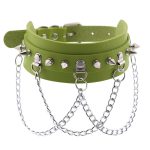 Spikes Collar With Silver Chain - Image 16