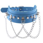 Spikes Collar With Silver Chain - Image 2