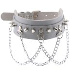 Spikes Collar With Silver Chain - Image 5