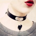 Punk Goth Heart Pendant Necklace Leather Collar - Image 18