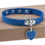 Punk Goth Heart Pendant Necklace Leather Collar - Image 2