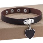 Punk Goth Heart Pendant Necklace Leather Collar - Image 3
