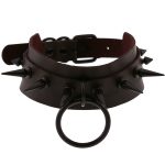 Double Layer PU Leather Black Nail Collar - Image 9