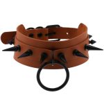 Double Layer PU Leather Black Nail Collar - Image 11