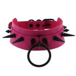 Double Layer PU Leather Black Nail Collar - Image 13