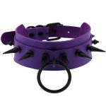 Double Layer PU Leather Black Nail Collar - Image 16