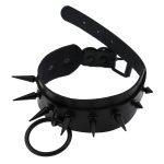 Double Layer PU Leather Black Nail Collar - Image 18