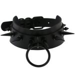 Double Layer PU Leather Black Nail Collar - Image 3