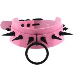 Double Layer PU Leather Black Nail Collar - Image 4