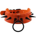 Double Layer PU Leather Black Nail Collar - Image 5