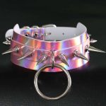Double Layer PU Leather Silver Nail Collar - Laser - Image 3