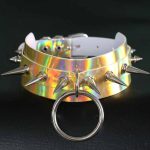 Double Layer PU Leather Silver Nail Collar - Laser - Image 5