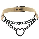 Black Heart Ring Chain Neck Necklace - Image 13
