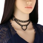 Black Heart Ring Chain Neck Necklace - Image 19