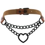Black Heart Ring Chain Neck Necklace - Image 5