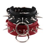 Double Layer PU Leather Silver Nail Collar - Image 6