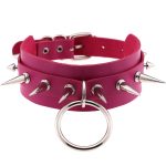 Double Layer PU Leather Silver Nail Collar - Image 8