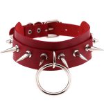 Double Layer PU Leather Silver Nail Collar - Image 9