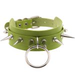 Double Layer PU Leather Silver Nail Collar - Image 12