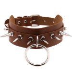 Double Layer PU Leather Silver Nail Collar - Image 13