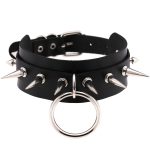 Double Layer PU Leather Silver Nail Collar - Image 3