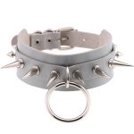 Double Layer PU Leather Silver Nail Collar - Image 5