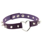 Sliver Heart Spiked Rivet Leather Collar - Image 6