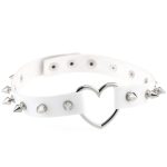 Sliver Heart Spiked Rivet Leather Collar - Image 8