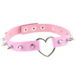 Sliver Heart Spiked Rivet Leather Collar - Image 9